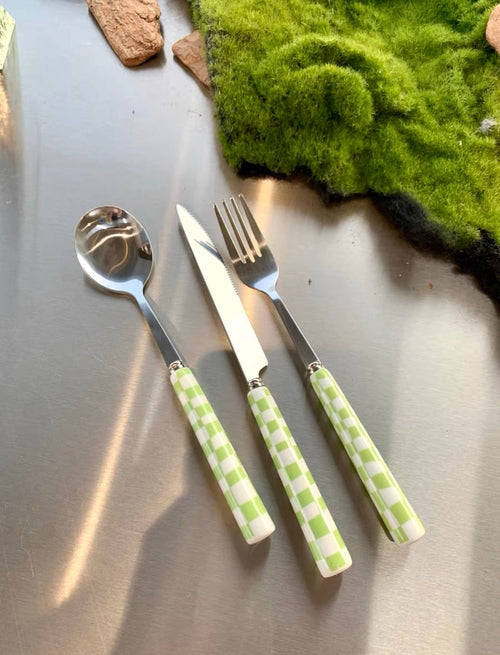 6 - Pack Modern Checkered Flatware Set