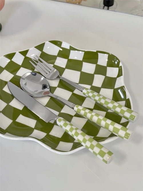 6 - Pack Modern Checkered Flatware Set