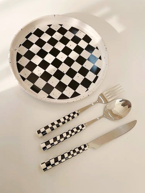 6 - Pack Modern Checkered Flatware Set
