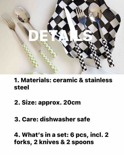 6 - Pack Modern Checkered Flatware Set